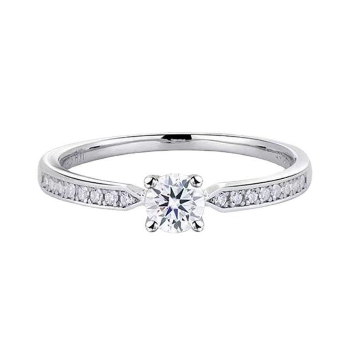 925 Sterling-Silberring mit rundem Moissanit und Pavé-Zierleiste