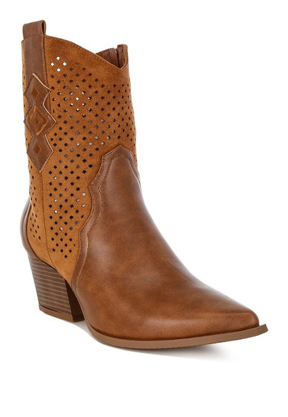 Prosia Rhinestone-Studded Cowboy Boots - Tigbul's Variety Fashion Shop