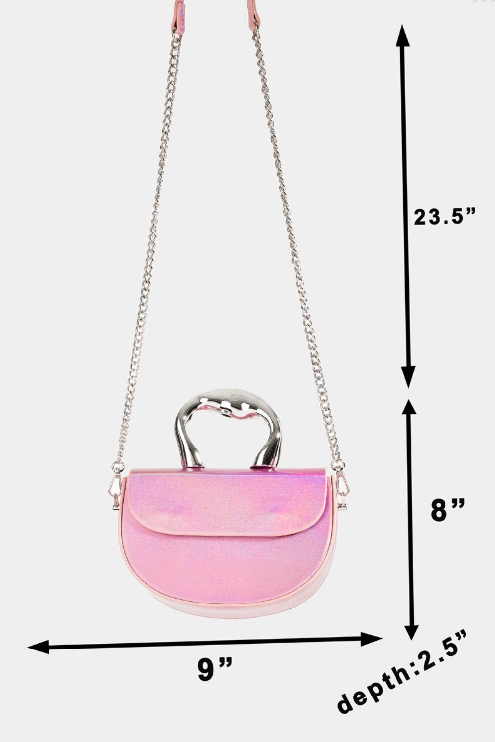 Fame Glossy Semi Circle Top Handle Bag - Tigbul's Variety Fashion Shop