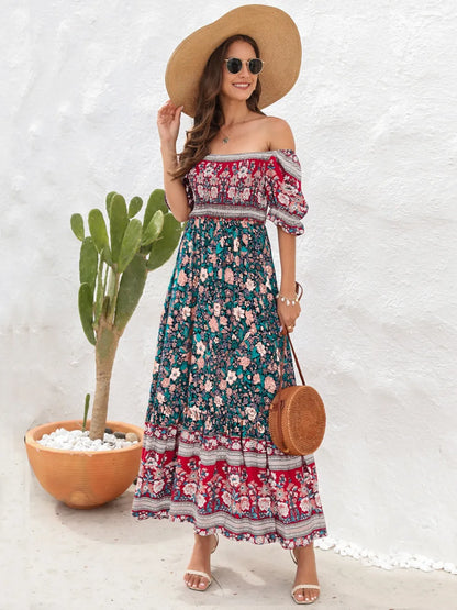 Floral Flounce Sleeve Midi Dress - Tigbul's Variety Fashion Shop