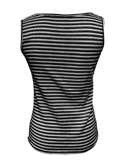 Striped Button Front Knit Tank Top - Tigbul's Variety Fashion Shop