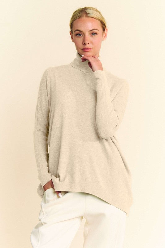 Cream Color Turtleneck Long Sleeve Knit Top - Tigbul's Variety Fashion Shop