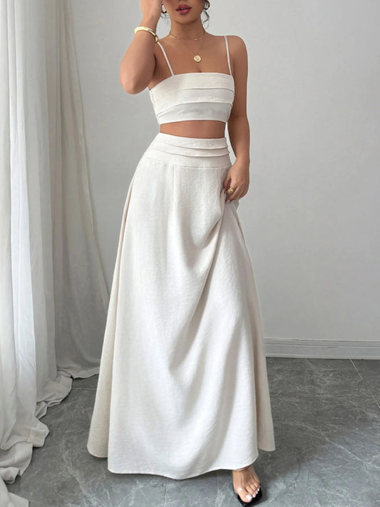 Square Neck Cami and Maxi Skirt Set - Tigbul's Variety Fashion Shop