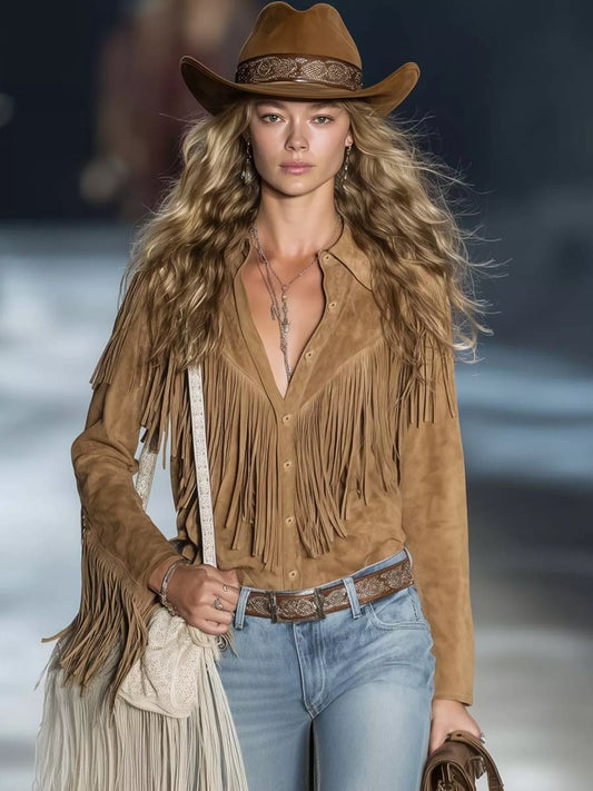 Western Style Fringe Jacket - Tigbul's Variety Fashion Shop