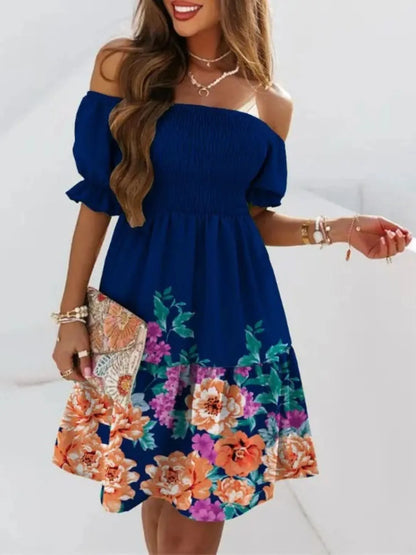 Off Shoulder Smocked Summer Dress - Tigbul's Variety Fashion Shop