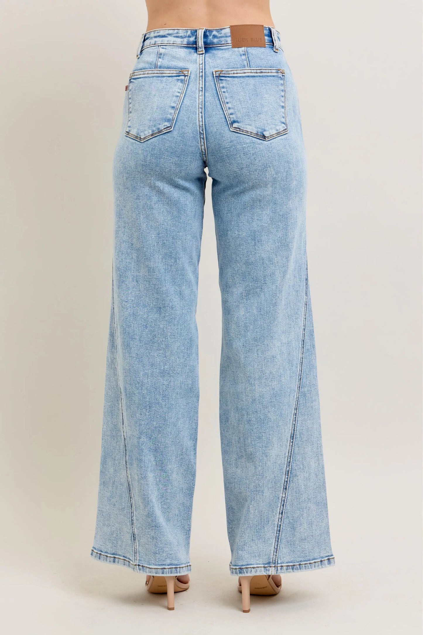 Judy Blue Full Size High Waist Wide Leg Jeans with Skewed Inseam Plus Size - Tigbul's Variety Fashion Shop