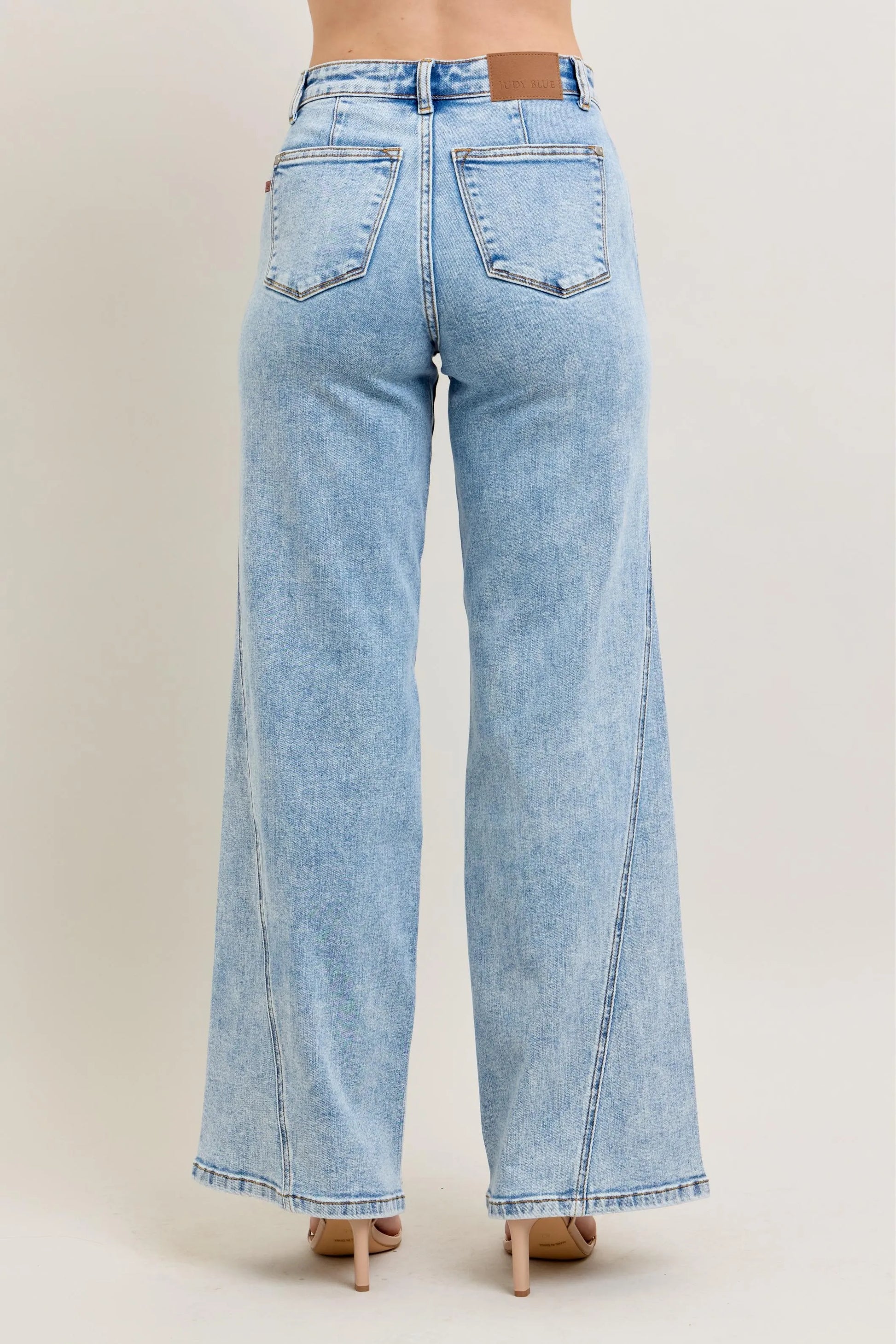 Judy Blue Full Size High Waist Wide Leg Jeans with Skewed Inseam Plus Size - Tigbul's Variety Fashion Shop