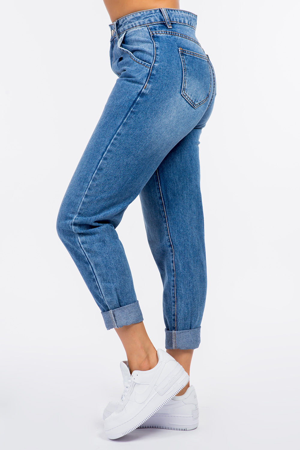 American Bazi High Waist Pleated Waist Mom Jeans - Tigbul's Variety Fashion Shop