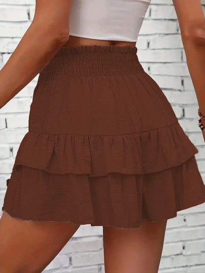 Ruffle Layered High Waist Casual Skort - Tigbul's Variety Fashion Shop