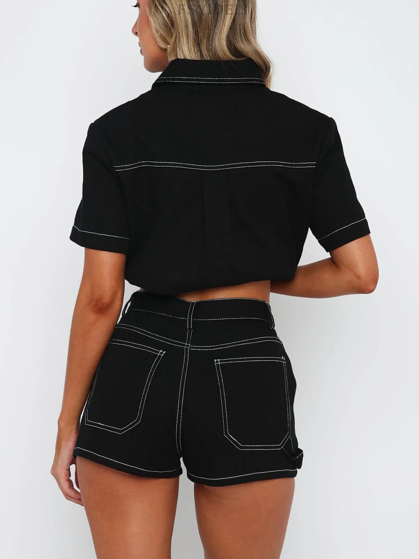 Button Up Short Sleeve Top and Shorts Denim Set - Tigbul's Variety Fashion Shop