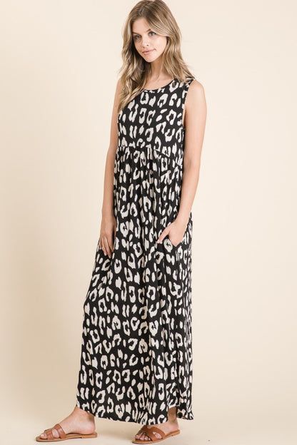 BOMBOM Leopard Maxi Dress with Pockets - Tigbul's Variety Fashion Shop