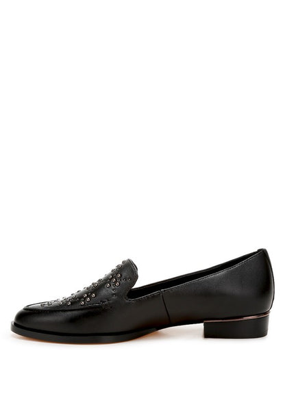 Gabassi Studded Genuine Leather Loafers - Tigbul's Variety Fashion Shop