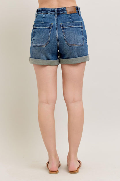 Judy Blue Full Size High Rise Cuff Denim Shorts Plus Size - Tigbul's Variety Fashion Shop