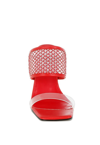 Salween Clear Embellished Square Toe Heels - Tigbul's Variety Fashion Shop