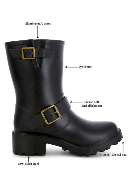 Anong Harness Detail Calf Rain Boots - Tigbul's Variety Fashion Shop