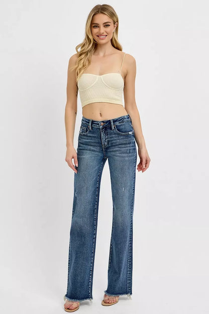 RISEN Full Size Tummy Control High Rise Long Straight Jeans Plus Size - Tigbul's Variety Fashion Shop