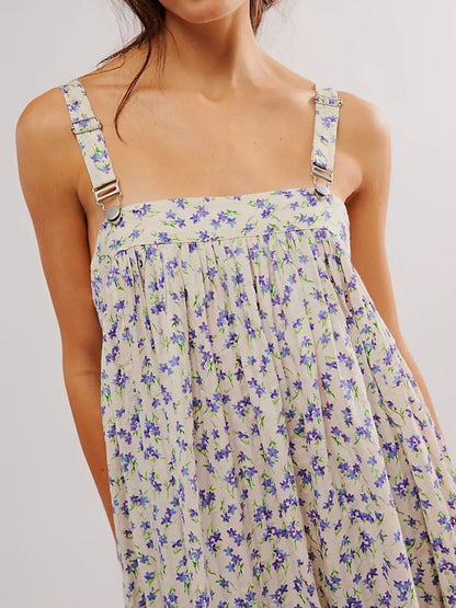 Floral Print Square Neck Summer Dress - Tigbul's Variety Fashion Shop