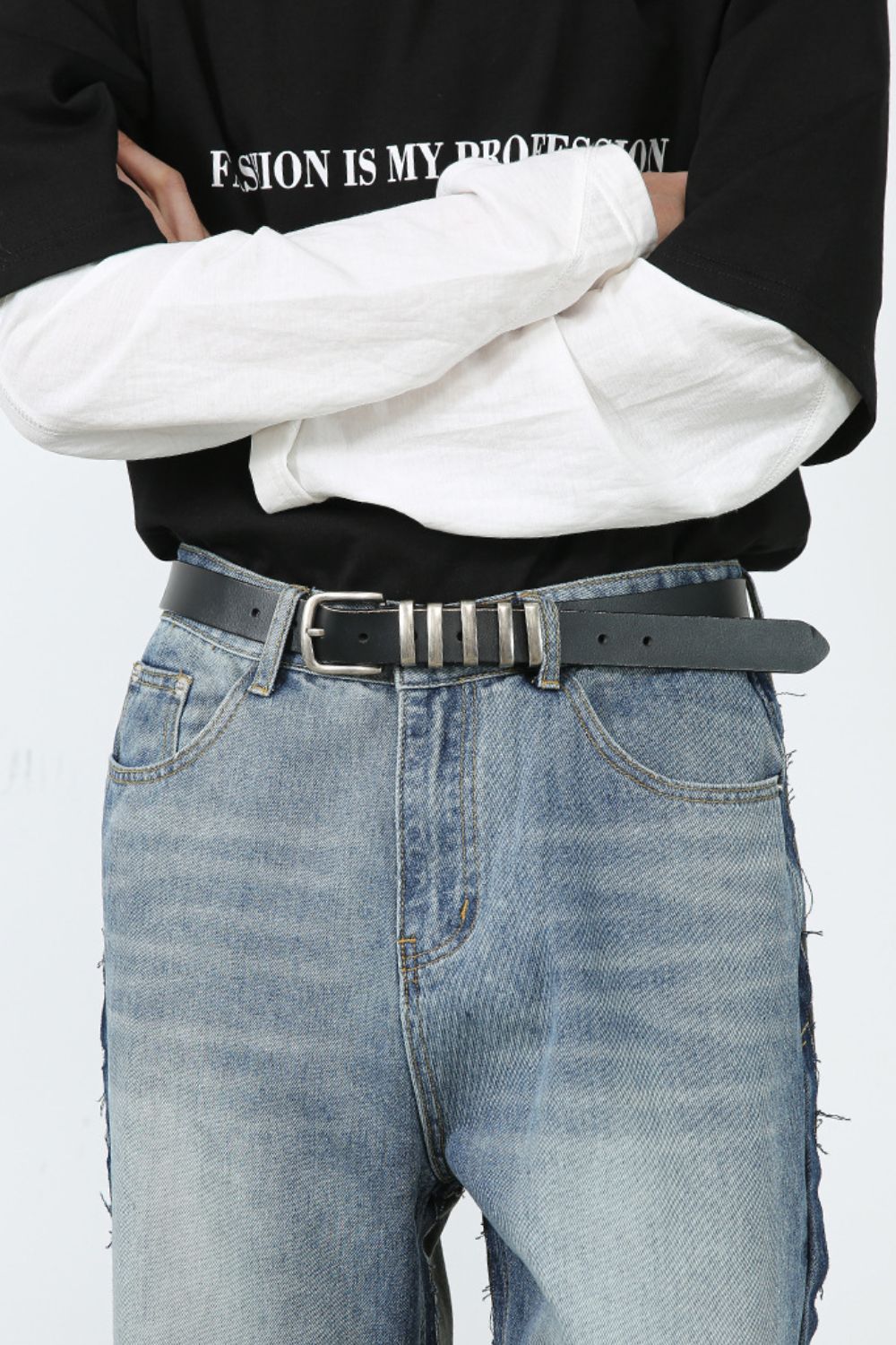 Men's Contrast Loose Fit Jeans - Tigbul's Variety Fashion Shop