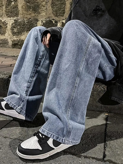 Men's Full Size Drawstring Wide Leg Jeans Plus Size - Tigbul's Variety Fashion Shop