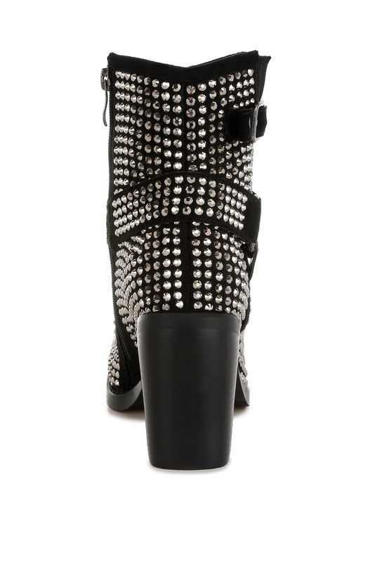 Babbon Studded Harness Detail Ankle Boots - Tigbul's Variety Fashion Shop