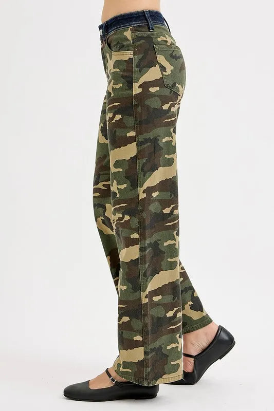 RISEN Camouflage Wide Leg Jeans - Tigbul's Variety Fashion Shop