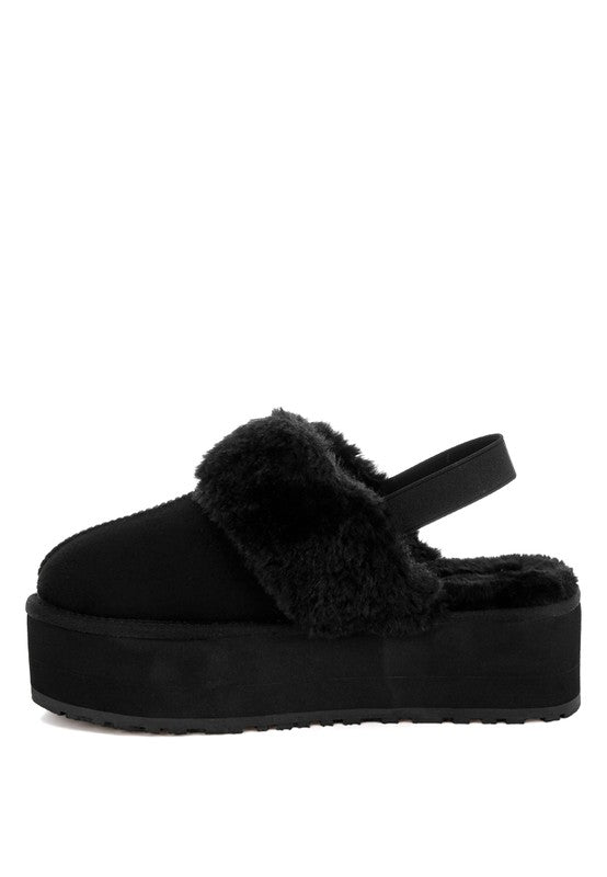 Kutchu Faux Fur Trim Platform Classic Slingback - Tigbul's Variety Fashion Shop