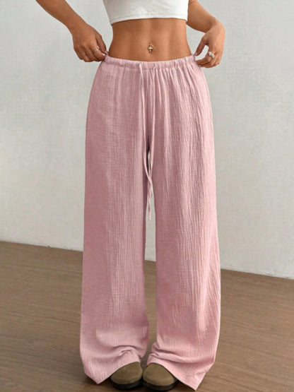 Wide Leg Drawstring Casual Pants - Tigbul's Variety Fashion Shop