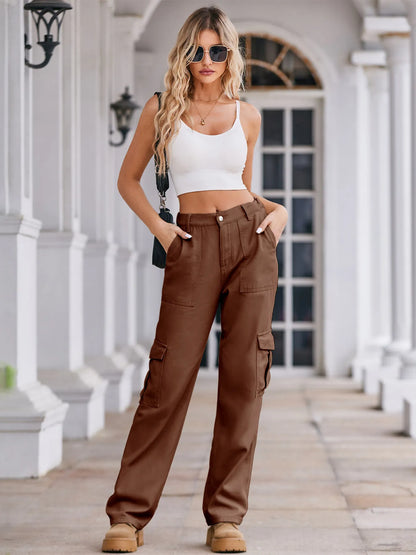 High-Waisted Cargo Jeans - Tigbul's Variety Fashion Shop