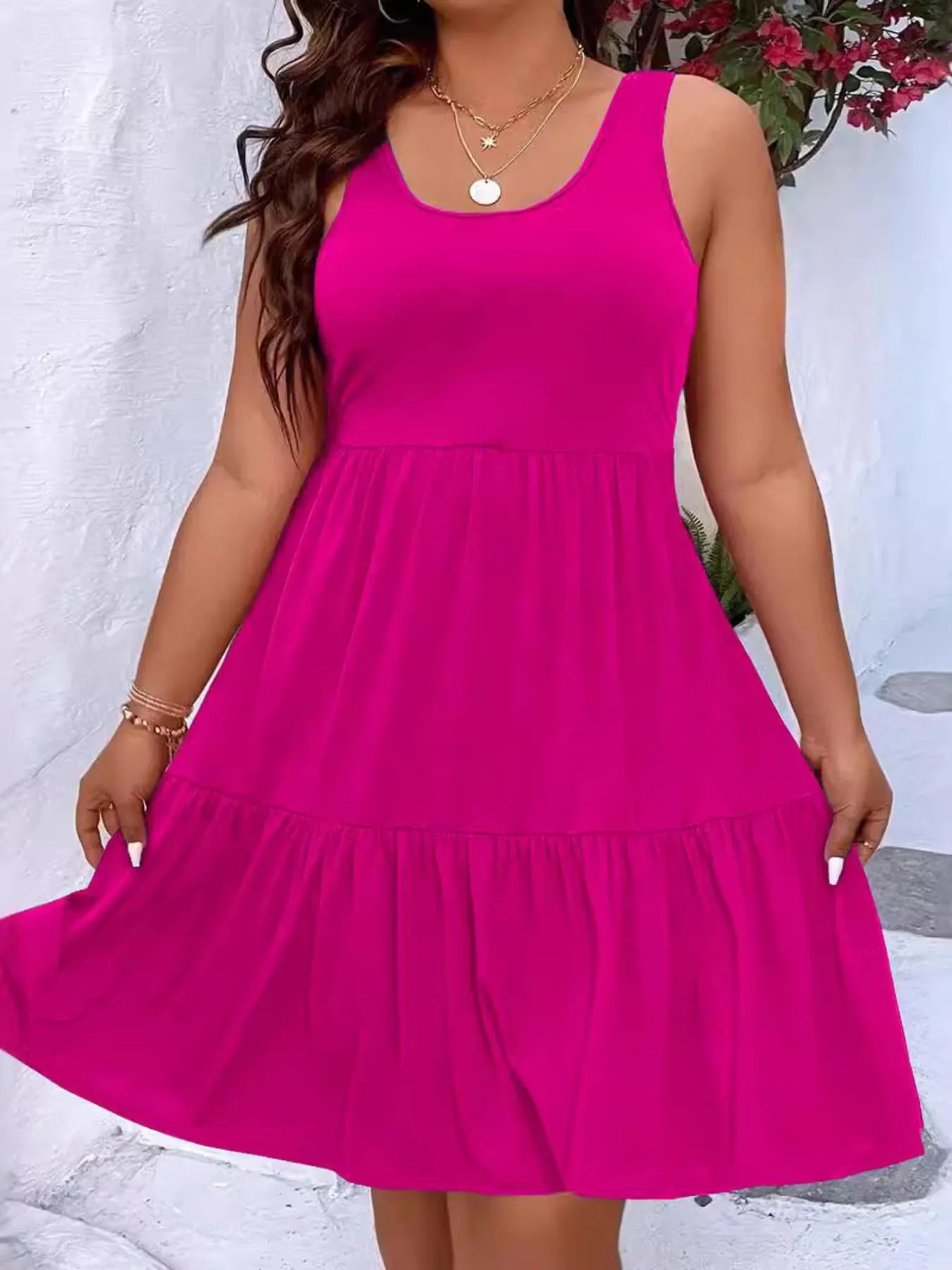Plus Size Tiered Scoop Neck Tank Dress - Tigbul's Variety Fashion Shop