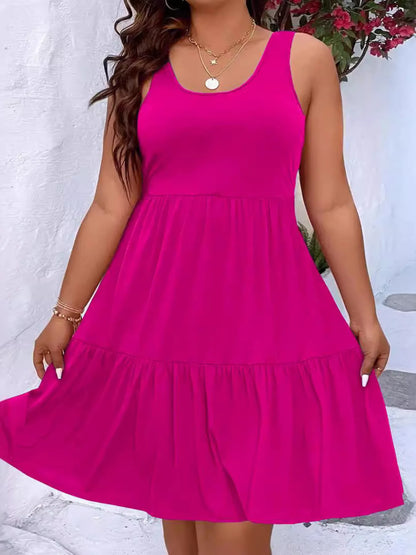 Plus Size Tiered Scoop Neck Tank Dress - Tigbul's Variety Fashion Shop