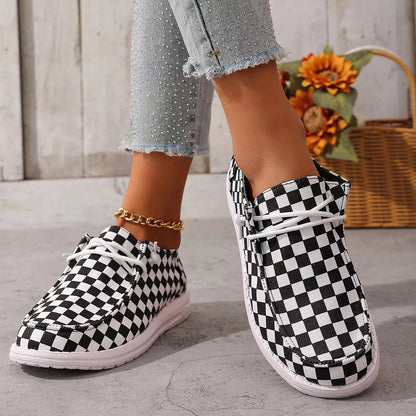 Checkerboard Pattern Casual Sneakers - Tigbul's Variety Fashion Shop