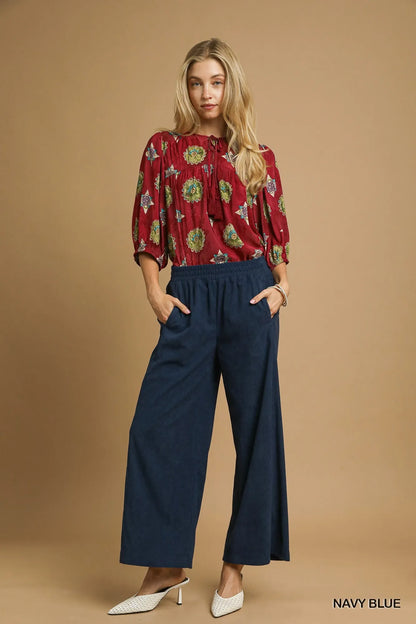 Umgee Wide-Leg Corduroy Pants - Tigbul's Variety Fashion Shop