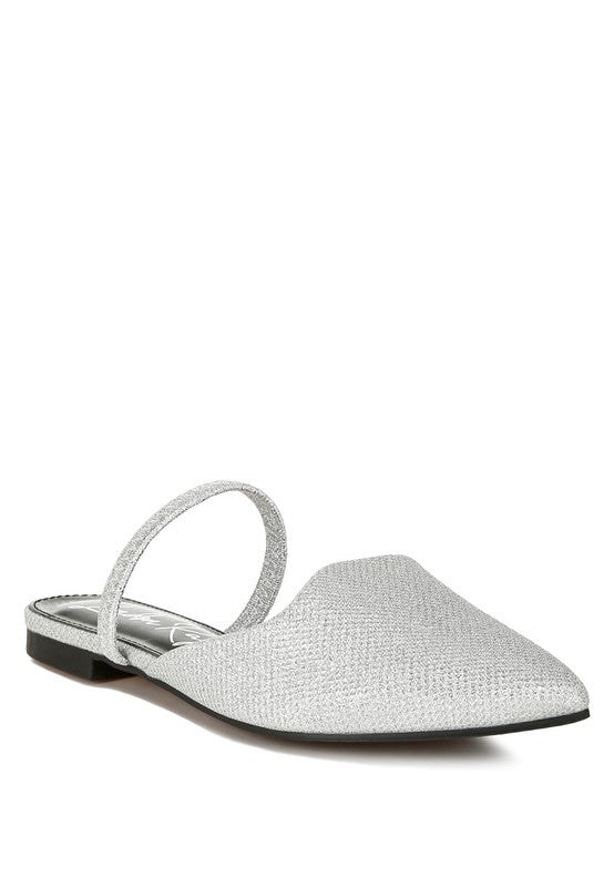 Twiggy Glitter Faux Leather Flat Mules - Tigbul's Variety Fashion Shop