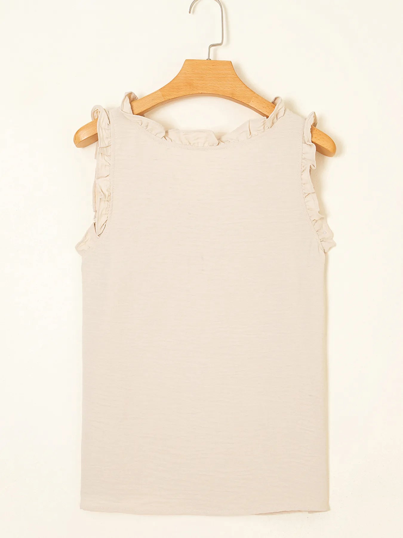 Texture Ruffle Trim V-Neck Tank Top - Tigbul's Variety Fashion Shop
