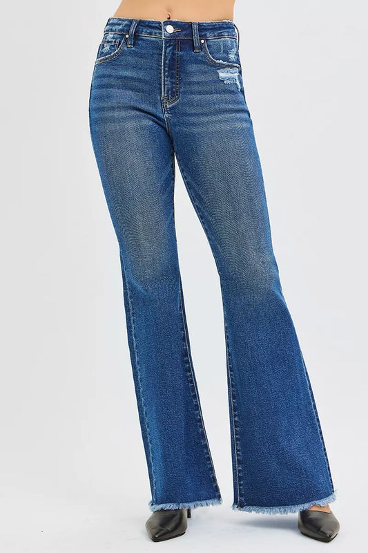 RISEN High Rise Flare Jeans - Tigbul's Variety Fashion Shop