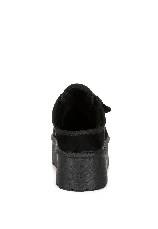 Mayfield Buckle Strap Fur Platform Classic Slip-On - Tigbul's Variety Fashion Shop