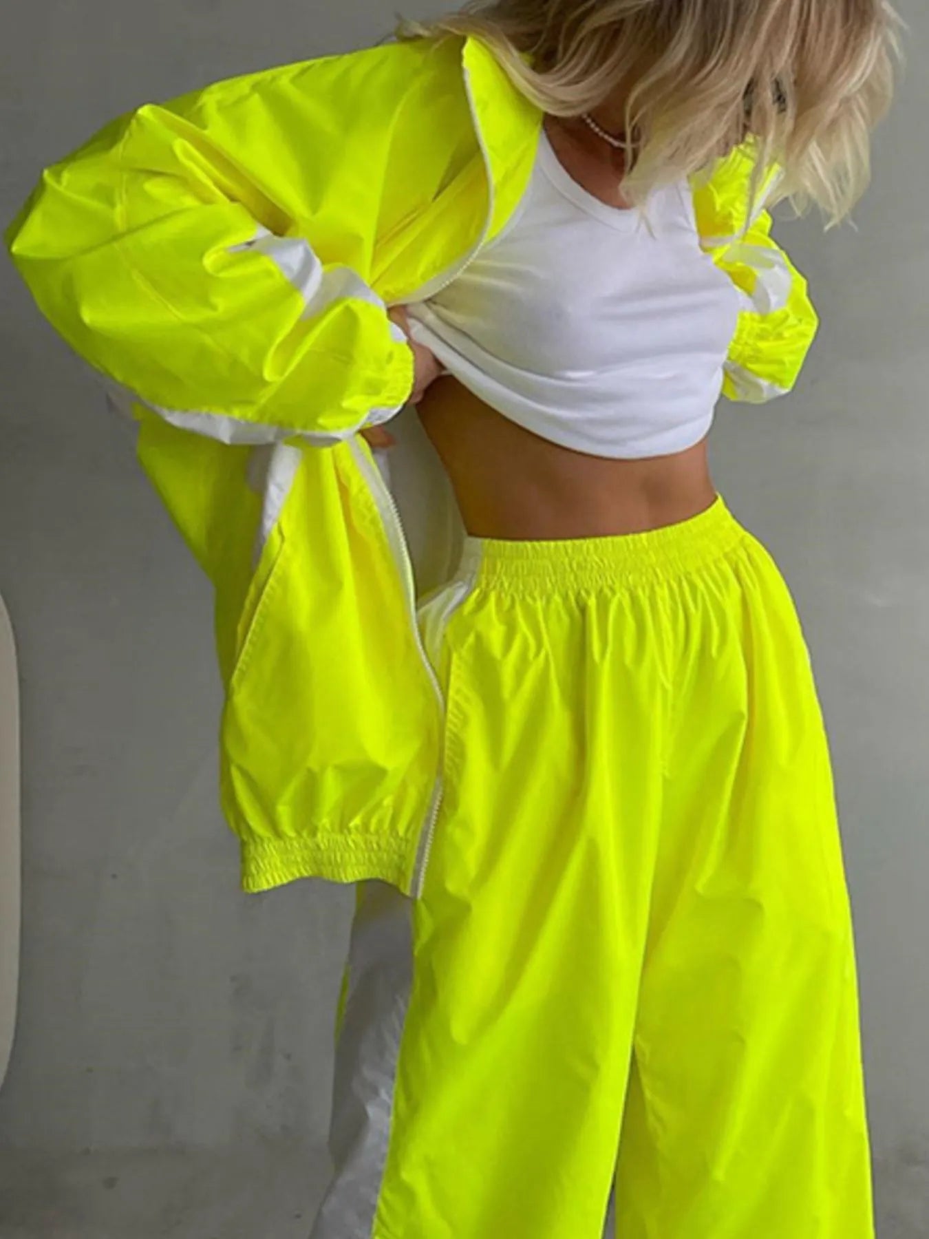 Zip Up Long Sleeve Top and Pants Set - Tigbul's Variety Fashion Shop