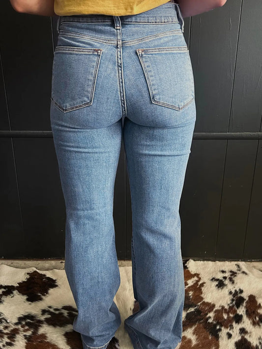 High-Waisted Flare Jeans with Seam Detail - Tigbul's Variety Fashion Shop