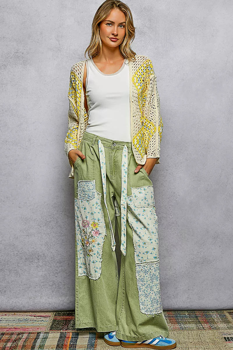 POL Open Front Crochet Cardigan with Granny Square Pattern - Tigbul's Variety Fashion Shop