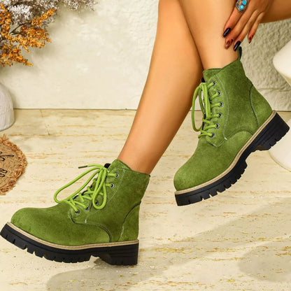 Round Toe Lace Up Boots - Tigbul's Variety Fashion Shop