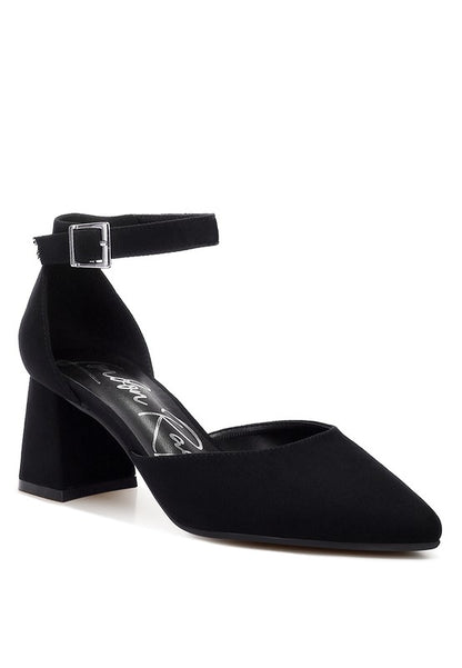 Rozita Microfiber Block Heel Sandals - Tigbul's Variety Fashion Shop