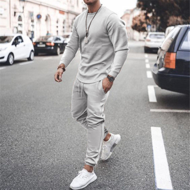 Men's Full Size Round Neck Long Sleeve Top and Pants Set - Tigbul's Variety Fashion Shop