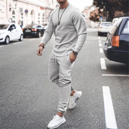Men's Full Size Round Neck Long Sleeve Top and Pants Set - Tigbul's Variety Fashion Shop
