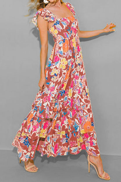 Tiered Ruffled Printed Sleeveless Dress - Tigbuls Variety Fashion