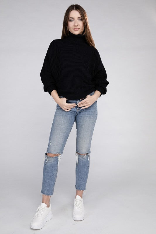 Viscose Dolman Sleeve Turtleneck Sweater - Tigbul's Variety Fashion Shop