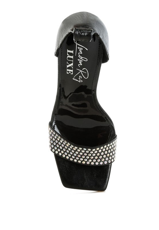 Hashira Rhinestone Studded Lace-Up Fantasy Heels - Tigbul's Variety Fashion Shop