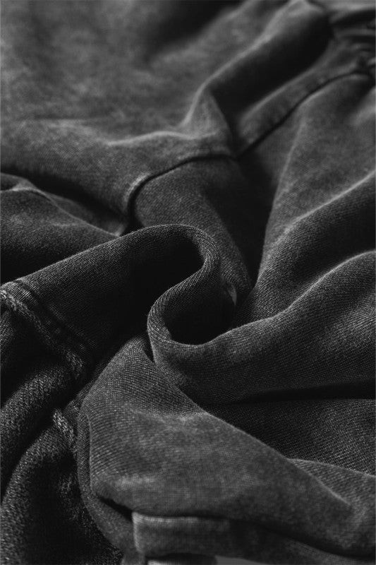 Mineral Wash Patchwork Tiered Wide Leg Pants, Women's - Tigbul's Variety Fashion Shop