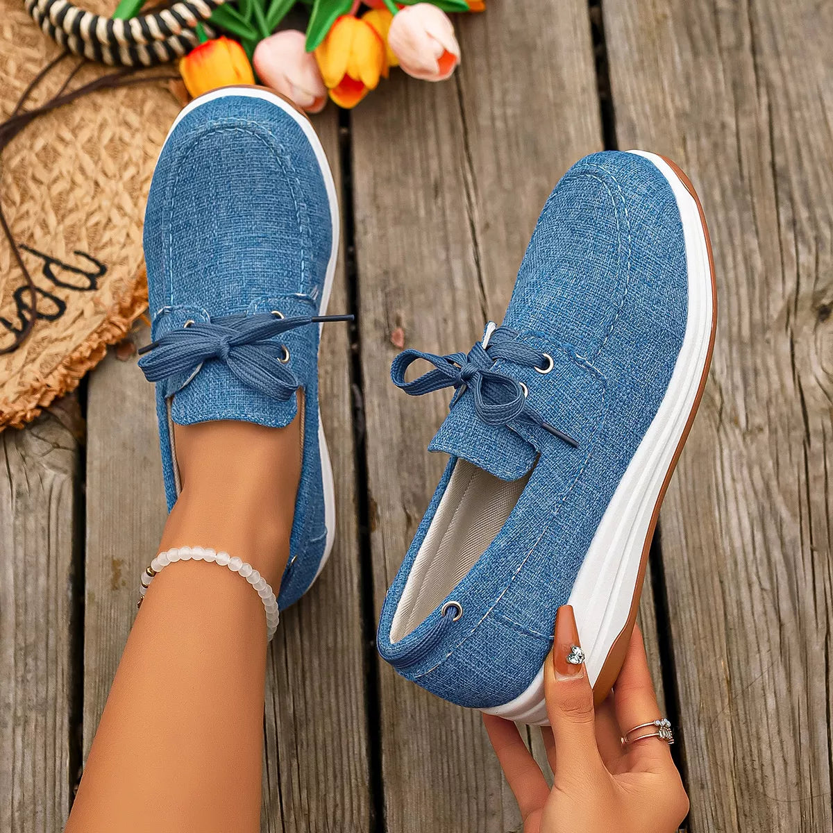 Women's Round Toe Canvas Shoes - Tigbul's Variety Fashion Shop