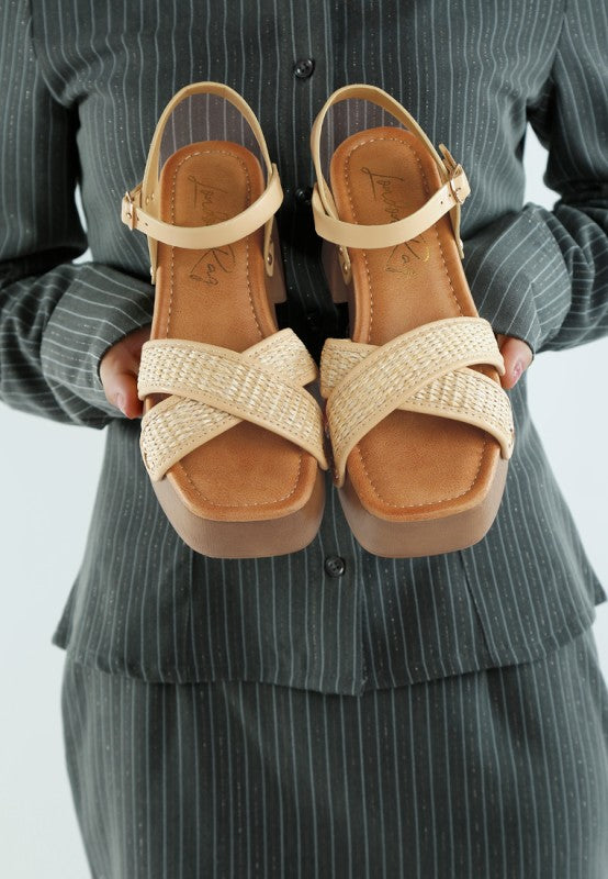 Qasa Studded Raffia Clog Sandals - Tigbul's Variety Fashion Shop