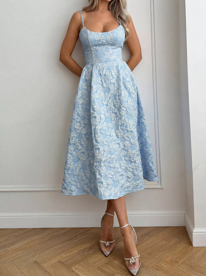 Women's Textured A-Line Spaghetti Strap Midi Dress | Tigbuls Variety